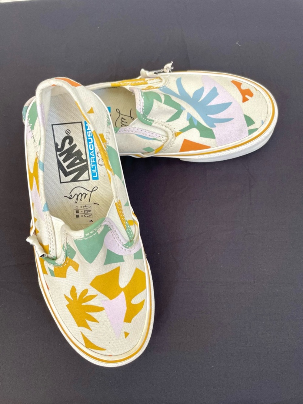 Vans x Leila Hurst Slip-On SF Abstract Leaf Sneakers - Size 5